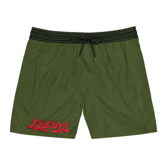 Enemy Army Green Mid-Length Swim Shorts