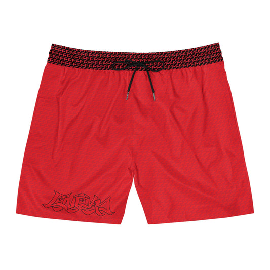 Enemy Red Mid-Length Swim Shorts