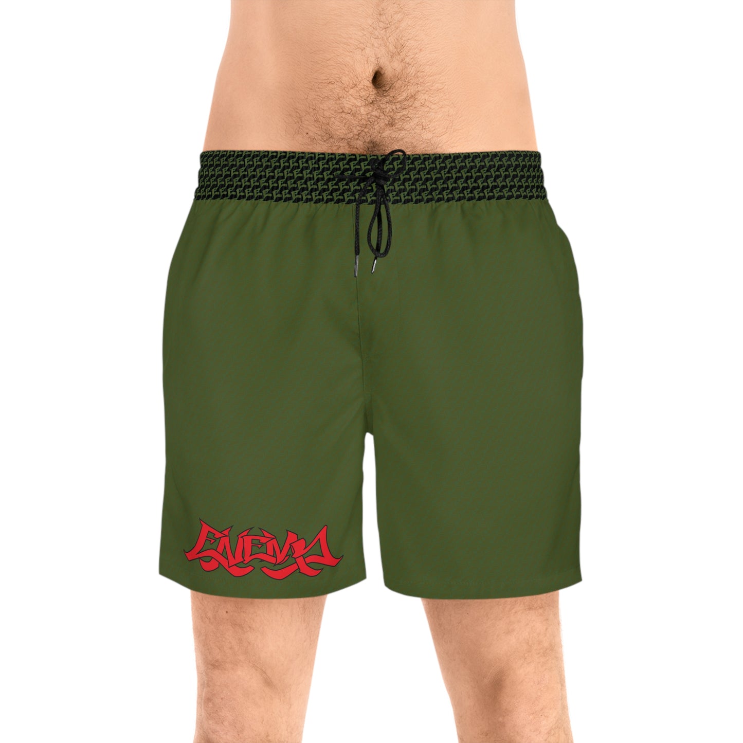 Enemy Army Green Mid-Length Swim Shorts