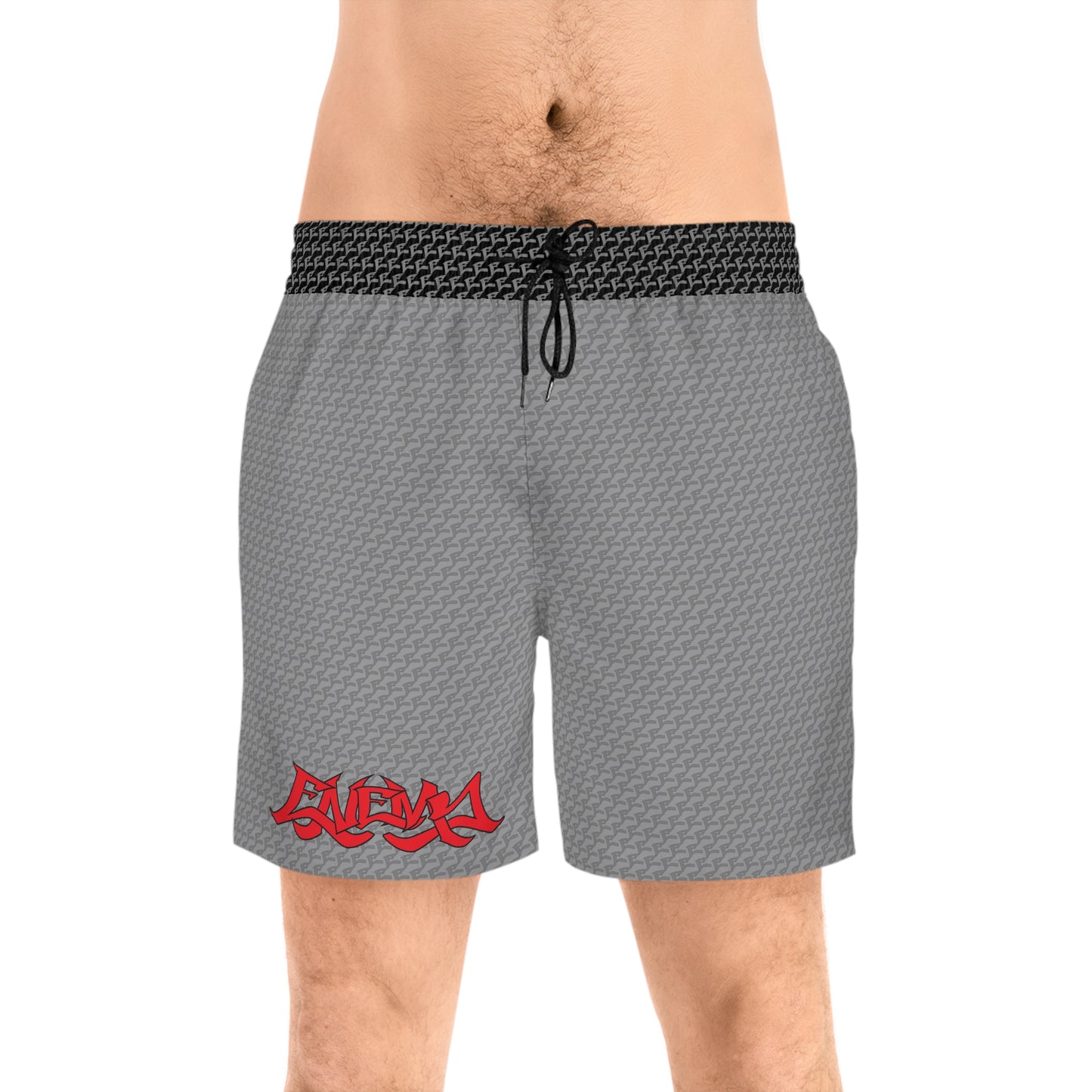 Enemy Gray Mid-Length Swim Shorts